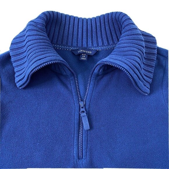 Lands' End Women's size Small 1/4 Zip Sweater Neck Pullover Fleece Top Blue - Picture 4 of 11
